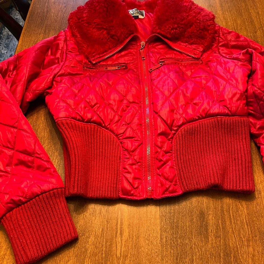 Ashley by 26 International  Red Quilted Jacket Woman’s Small ( XL Child’s)